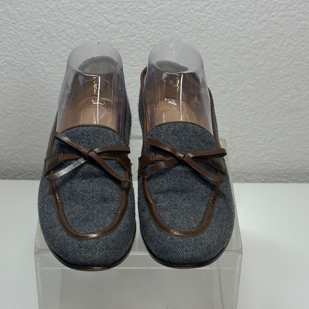 J. Crew Flannel Academy Loafers Gray and Brown Women's Loafers 7.5